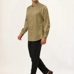 Allegra K Men's Dress Regular Fit Point Collar Long Sleeve Button Down Solid Shirts Tops