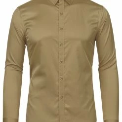Allegra K Men's Dress Regular Fit Point Collar Long Sleeve Button Down Solid Shirts Tops