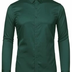 Allegra K Men's Dress Regular Fit Point Collar Long Sleeve Button Down Solid Shirts Tops