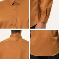 Allegra K Men's Dress Regular Fit Point Collar Long Sleeve Button Down Solid Shirts Tops