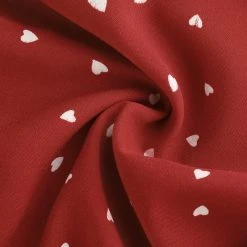 Allegra K Women's Doll Collar Ruffle Heart Printed Pearl Decor Smocked Waist Peplum Top