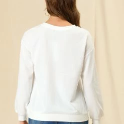 Allegra K Women's Sequin Shiny Star Crew Neck Long Sleeve Sweatshirt Top 62 Allegra K Women's Sequin Shiny Star Crew Neck Long Sleeve Sweatshirt Top