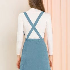 Allegra K Women's Corduroy Mini V Neck A-line Pinafore Bib Overall Dress 94 Allegra K Women's Corduroy Mini V Neck A-line Pinafore Bib Overall Dress