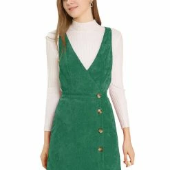 Allegra K Women's Corduroy Mini V Neck A-line Pinafore Bib Overall Dress 84 Allegra K Women's Corduroy Mini V Neck A-line Pinafore Bib Overall Dress
