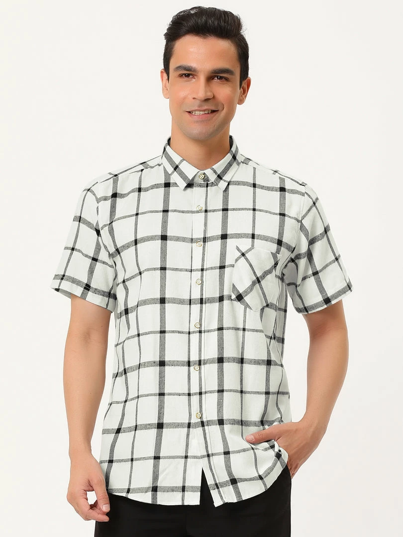 Allegra K Men's Plaid Shirt Short Sleeve Casual Regular Fit Button Down Point Collar Dress Shirts 41 Allegra K Men's Plaid Shirt Short Sleeve Casual Regular Fit Button Down Point Collar Dress Shirts