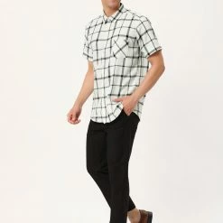 Allegra K Men's Plaid Shirt Short Sleeve Casual Regular Fit Button Down Point Collar Dress Shirts 91 Allegra K Men's Plaid Shirt Short Sleeve Casual Regular Fit Button Down Point Collar Dress Shirts