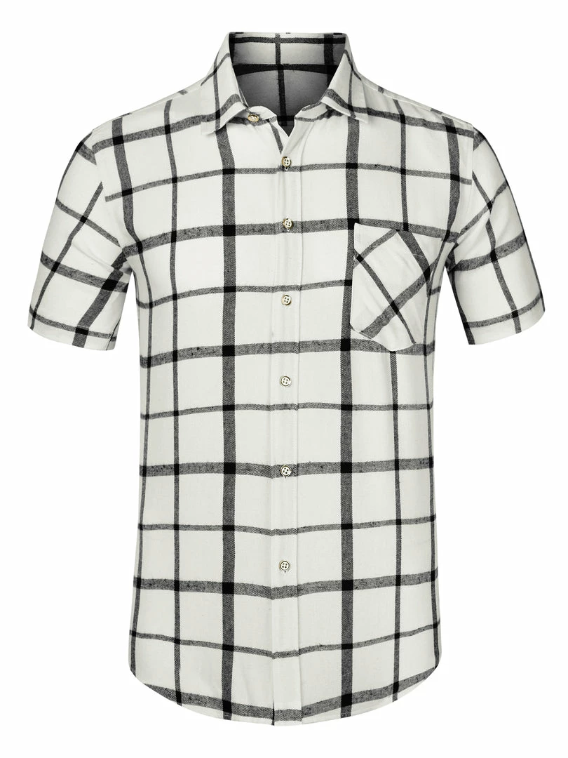 Allegra K Men's Plaid Shirt Short Sleeve Casual Regular Fit Button Down Point Collar Dress Shirts 40 Allegra K Men's Plaid Shirt Short Sleeve Casual Regular Fit Button Down Point Collar Dress Shirts