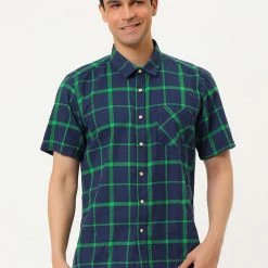 Allegra K Men's Plaid Shirt Short Sleeve Casual Regular Fit Button Down Point Collar Dress Shirts 84 Allegra K Men's Plaid Shirt Short Sleeve Casual Regular Fit Button Down Point Collar Dress Shirts