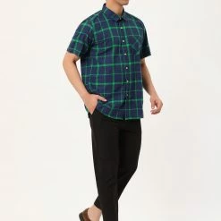 Allegra K Men's Plaid Shirt Short Sleeve Casual Regular Fit Button Down Point Collar Dress Shirts 85 Allegra K Men's Plaid Shirt Short Sleeve Casual Regular Fit Button Down Point Collar Dress Shirts