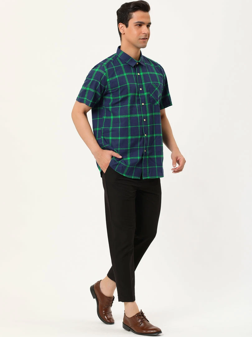 Allegra K Men's Plaid Shirt Short Sleeve Casual Regular Fit Button Down Point Collar Dress Shirts 37 Allegra K Men's Plaid Shirt Short Sleeve Casual Regular Fit Button Down Point Collar Dress Shirts