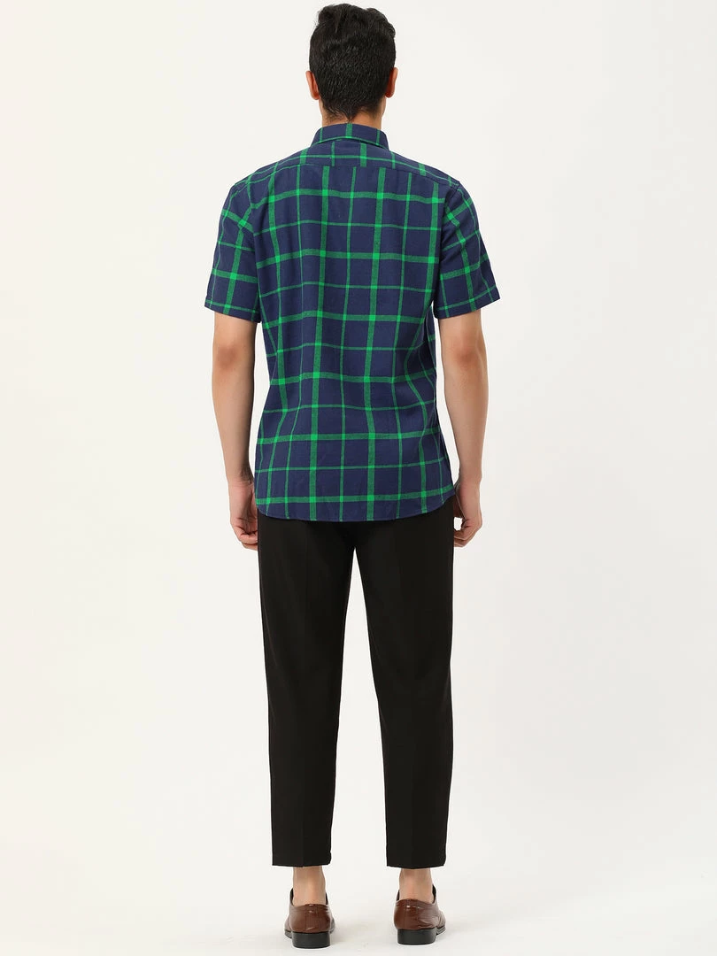 Allegra K Men's Plaid Shirt Short Sleeve Casual Regular Fit Button Down Point Collar Dress Shirts 38 Allegra K Men's Plaid Shirt Short Sleeve Casual Regular Fit Button Down Point Collar Dress Shirts