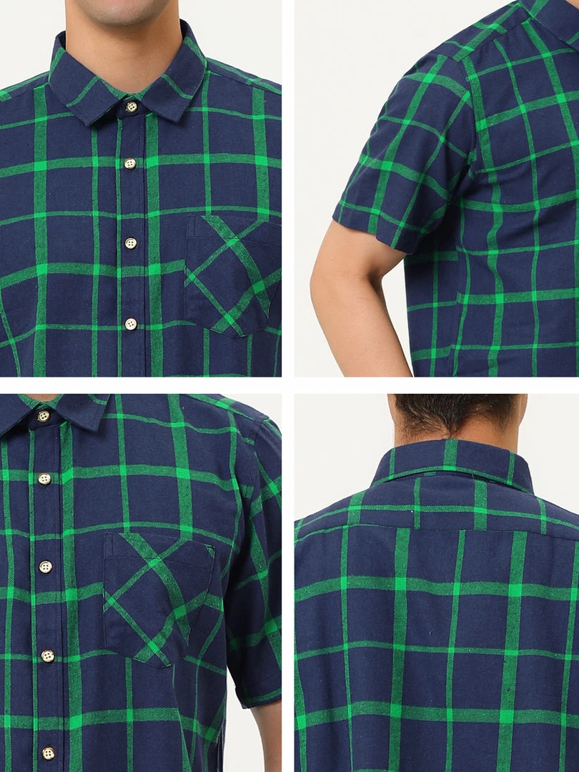 Allegra K Men's Plaid Shirt Short Sleeve Casual Regular Fit Button Down Point Collar Dress Shirts 39 Allegra K Men's Plaid Shirt Short Sleeve Casual Regular Fit Button Down Point Collar Dress Shirts