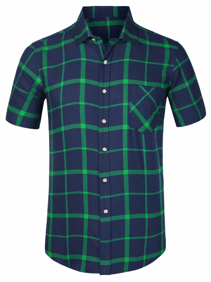 Allegra K Men's Plaid Shirt Short Sleeve Casual Regular Fit Button Down Point Collar Dress Shirts 34 Allegra K Men's Plaid Shirt Short Sleeve Casual Regular Fit Button Down Point Collar Dress Shirts