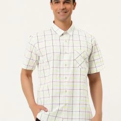 Allegra K Men's Plaid Shirt Short Sleeve Casual Regular Fit Button Down Point Collar Dress Shirts 77 Allegra K Men's Plaid Shirt Short Sleeve Casual Regular Fit Button Down Point Collar Dress Shirts