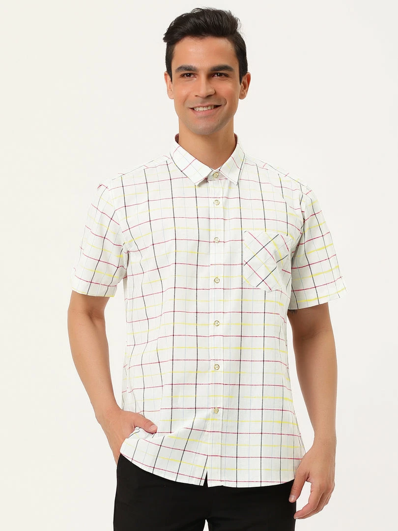 Allegra K Men's Plaid Shirt Short Sleeve Casual Regular Fit Button Down Point Collar Dress Shirts 29 Allegra K Men's Plaid Shirt Short Sleeve Casual Regular Fit Button Down Point Collar Dress Shirts