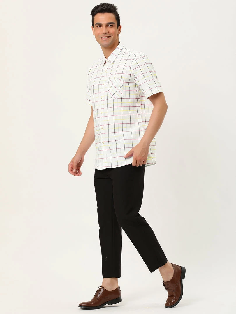 Allegra K Men's Plaid Shirt Short Sleeve Casual Regular Fit Button Down Point Collar Dress Shirts 31 Allegra K Men's Plaid Shirt Short Sleeve Casual Regular Fit Button Down Point Collar Dress Shirts