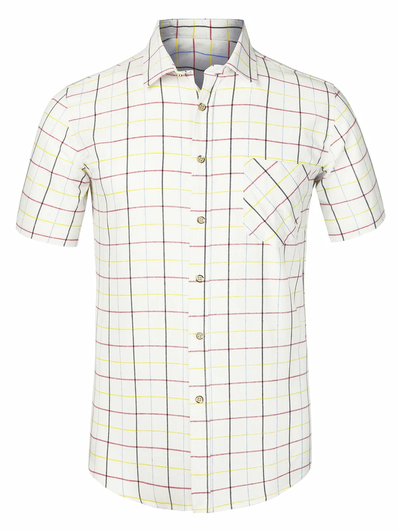 Allegra K Men's Plaid Shirt Short Sleeve Casual Regular Fit Button Down Point Collar Dress Shirts 28 Allegra K Men's Plaid Shirt Short Sleeve Casual Regular Fit Button Down Point Collar Dress Shirts