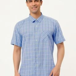 Allegra K Men's Plaid Shirt Short Sleeve Casual Regular Fit Button Down Point Collar Dress Shirts 72 Allegra K Men's Plaid Shirt Short Sleeve Casual Regular Fit Button Down Point Collar Dress Shirts