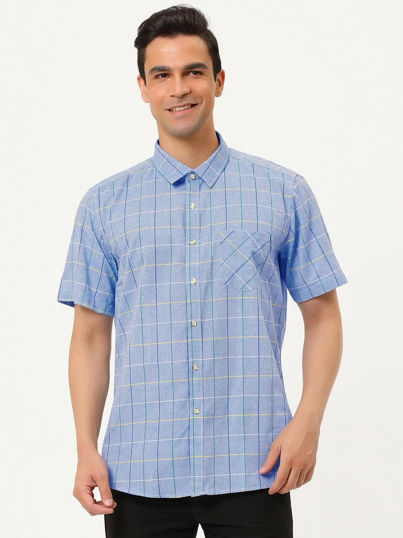 Allegra K Men's Plaid Shirt Short Sleeve Casual Regular Fit Button Down Point Collar Dress Shirts 24 Allegra K Men's Plaid Shirt Short Sleeve Casual Regular Fit Button Down Point Collar Dress Shirts