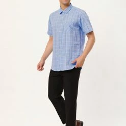 Allegra K Men's Plaid Shirt Short Sleeve Casual Regular Fit Button Down Point Collar Dress Shirts 73 Allegra K Men's Plaid Shirt Short Sleeve Casual Regular Fit Button Down Point Collar Dress Shirts