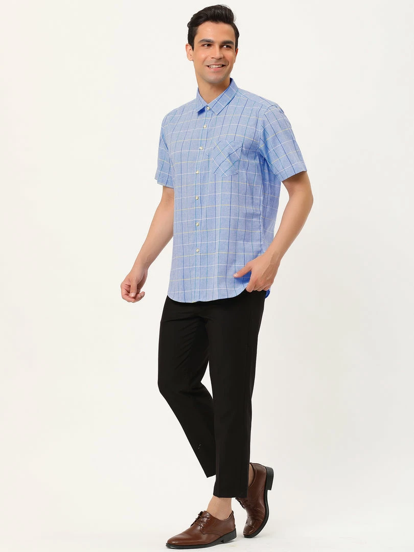 Allegra K Men's Plaid Shirt Short Sleeve Casual Regular Fit Button Down Point Collar Dress Shirts 25 Allegra K Men's Plaid Shirt Short Sleeve Casual Regular Fit Button Down Point Collar Dress Shirts