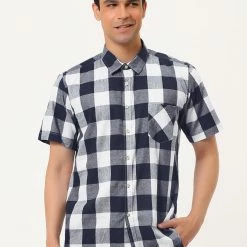 Allegra K Men's Plaid Shirt Short Sleeve Casual Regular Fit Button Down Point Collar Dress Shirts 59 Allegra K Men's Plaid Shirt Short Sleeve Casual Regular Fit Button Down Point Collar Dress Shirts