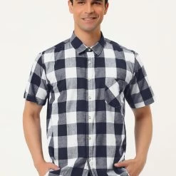 Allegra K Men's Plaid Shirt Short Sleeve Casual Regular Fit Button Down Point Collar Dress Shirts 60 Allegra K Men's Plaid Shirt Short Sleeve Casual Regular Fit Button Down Point Collar Dress Shirts