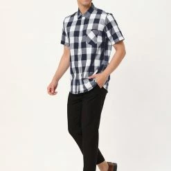 Allegra K Men's Plaid Shirt Short Sleeve Casual Regular Fit Button Down Point Collar Dress Shirts 61 Allegra K Men's Plaid Shirt Short Sleeve Casual Regular Fit Button Down Point Collar Dress Shirts