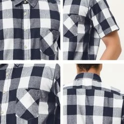 Allegra K Men's Plaid Shirt Short Sleeve Casual Regular Fit Button Down Point Collar Dress Shirts 63 Allegra K Men's Plaid Shirt Short Sleeve Casual Regular Fit Button Down Point Collar Dress Shirts