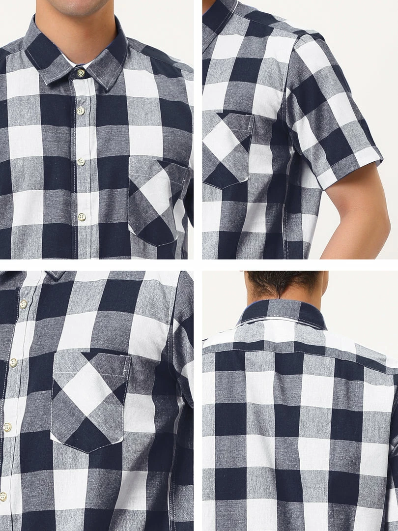 Allegra K Men's Plaid Shirt Short Sleeve Casual Regular Fit Button Down Point Collar Dress Shirts 15 Allegra K Men's Plaid Shirt Short Sleeve Casual Regular Fit Button Down Point Collar Dress Shirts