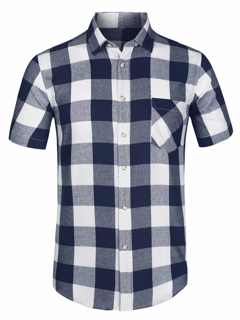 Allegra K Men's Plaid Shirt Short Sleeve Casual Regular Fit Button Down Point Collar Dress Shirts 10 Allegra K Men's Plaid Shirt Short Sleeve Casual Regular Fit Button Down Point Collar Dress Shirts