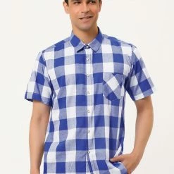 Allegra K Men's Plaid Shirt Short Sleeve Casual Regular Fit Button Down Point Collar Dress Shirts 65 Allegra K Men's Plaid Shirt Short Sleeve Casual Regular Fit Button Down Point Collar Dress Shirts