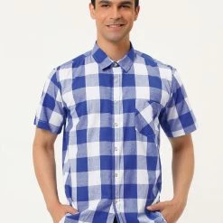 Allegra K Men's Plaid Shirt Short Sleeve Casual Regular Fit Button Down Point Collar Dress Shirts 66 Allegra K Men's Plaid Shirt Short Sleeve Casual Regular Fit Button Down Point Collar Dress Shirts
