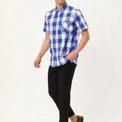 Allegra K Men's Plaid Shirt Short Sleeve Casual Regular Fit Button Down Point Collar Dress Shirts 67 Allegra K Men's Plaid Shirt Short Sleeve Casual Regular Fit Button Down Point Collar Dress Shirts