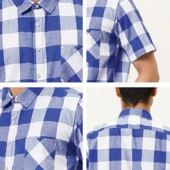 Allegra K Men's Plaid Shirt Short Sleeve Casual Regular Fit Button Down Point Collar Dress Shirts 69 Allegra K Men's Plaid Shirt Short Sleeve Casual Regular Fit Button Down Point Collar Dress Shirts