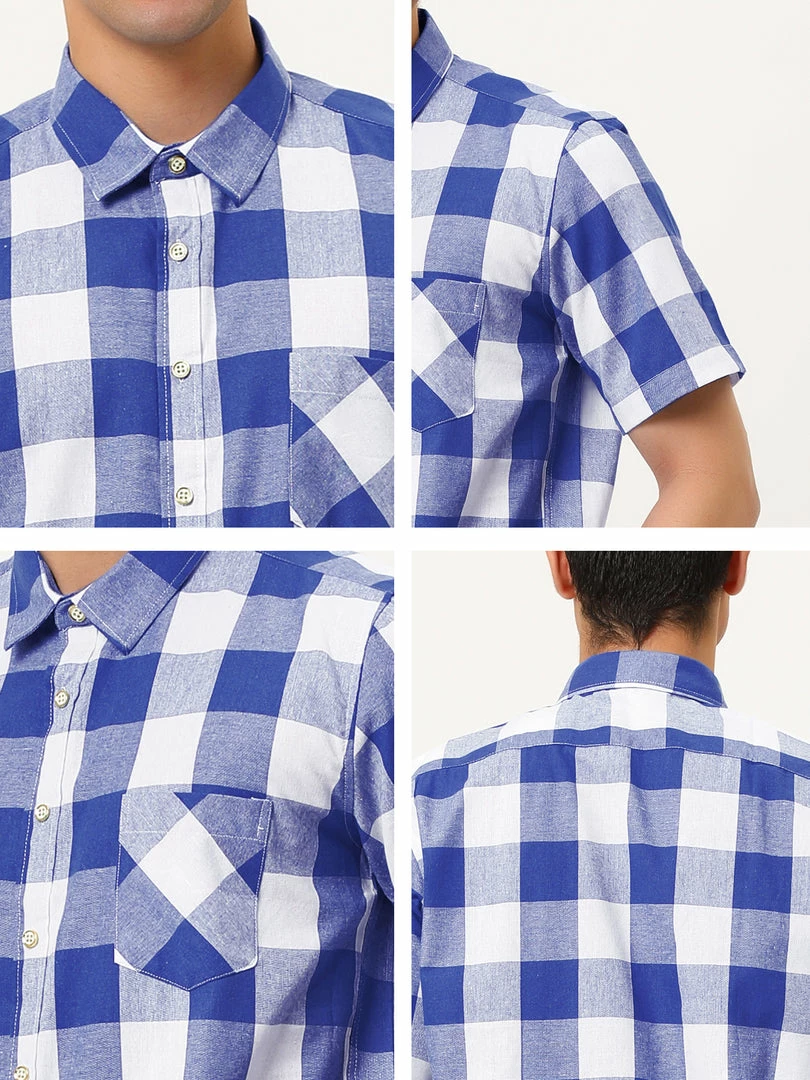 Allegra K Men's Plaid Shirt Short Sleeve Casual Regular Fit Button Down Point Collar Dress Shirts 21 Allegra K Men's Plaid Shirt Short Sleeve Casual Regular Fit Button Down Point Collar Dress Shirts