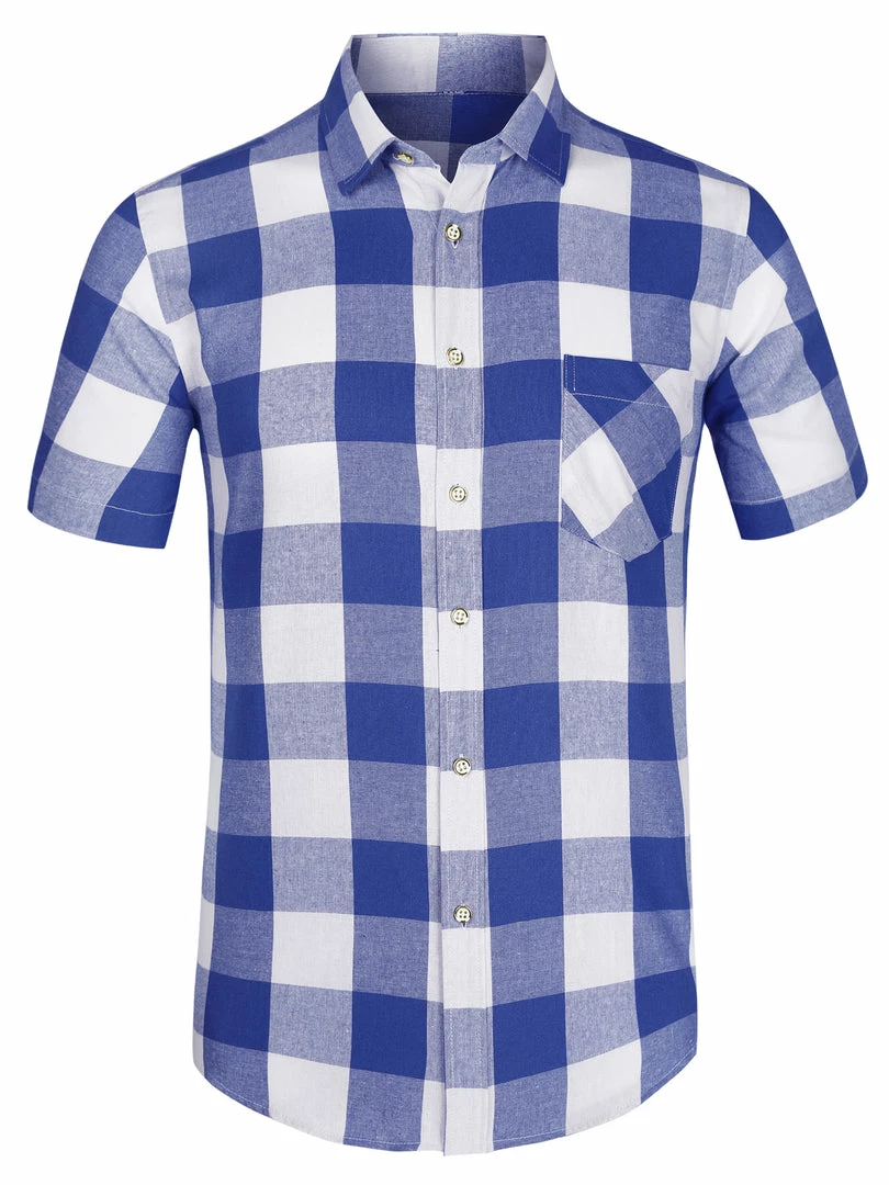 Allegra K Men's Plaid Shirt Short Sleeve Casual Regular Fit Button Down Point Collar Dress Shirts 16 Allegra K Men's Plaid Shirt Short Sleeve Casual Regular Fit Button Down Point Collar Dress Shirts