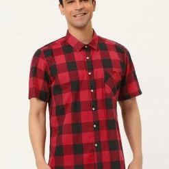 Allegra K Men's Plaid Shirt Short Sleeve Casual Regular Fit Button Down Point Collar Dress Shirts 54 Allegra K Men's Plaid Shirt Short Sleeve Casual Regular Fit Button Down Point Collar Dress Shirts