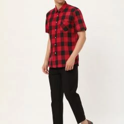 Allegra K Men's Plaid Shirt Short Sleeve Casual Regular Fit Button Down Point Collar Dress Shirts 55 Allegra K Men's Plaid Shirt Short Sleeve Casual Regular Fit Button Down Point Collar Dress Shirts