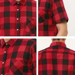 Allegra K Men's Plaid Shirt Short Sleeve Casual Regular Fit Button Down Point Collar Dress Shirts 57 Allegra K Men's Plaid Shirt Short Sleeve Casual Regular Fit Button Down Point Collar Dress Shirts