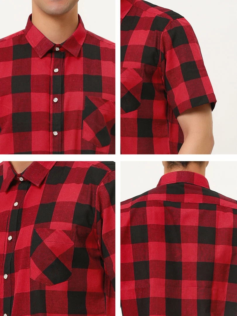 Allegra K Men's Plaid Shirt Short Sleeve Casual Regular Fit Button Down Point Collar Dress Shirts 9 Allegra K Men's Plaid Shirt Short Sleeve Casual Regular Fit Button Down Point Collar Dress Shirts