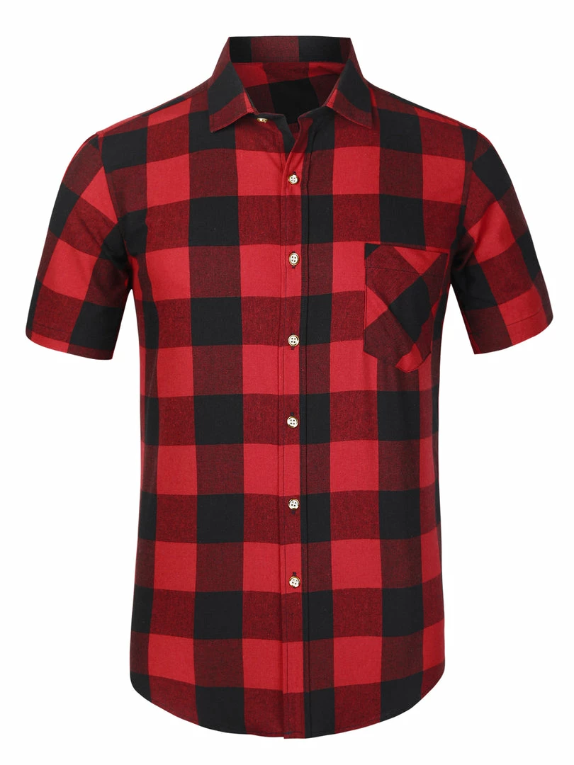 Allegra K Men's Plaid Shirt Short Sleeve Casual Regular Fit Button Down Point Collar Dress Shirts 4 Allegra K Men's Plaid Shirt Short Sleeve Casual Regular Fit Button Down Point Collar Dress Shirts