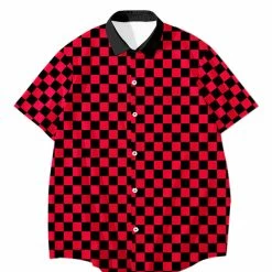 Allegra K Men's Summer Color Block Short Sleeves Button Down Patchwork Plaid Shirts