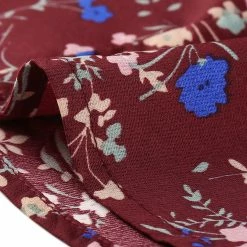 Allegra K Floral Print Crossover Ruffle V Neck Self Tie Wrap Peplum Top Women