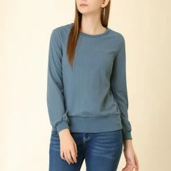 Allegra K Ribbed Pullover Sweater With Lantern Sleeves Women 125 Allegra K Ribbed Pullover Sweater With Lantern Sleeves Women