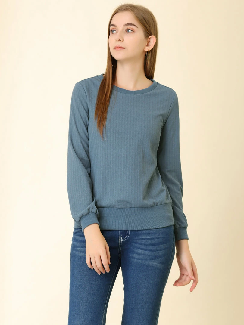 Allegra K Ribbed Pullover Sweater With Lantern Sleeves Women 59 Allegra K Ribbed Pullover Sweater With Lantern Sleeves Women