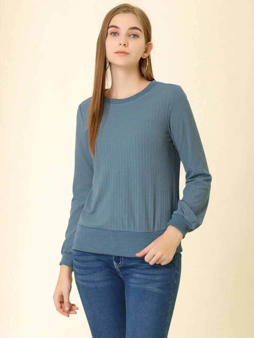 Allegra K Ribbed Pullover Sweater With Lantern Sleeves Women 60 Allegra K Ribbed Pullover Sweater With Lantern Sleeves Women