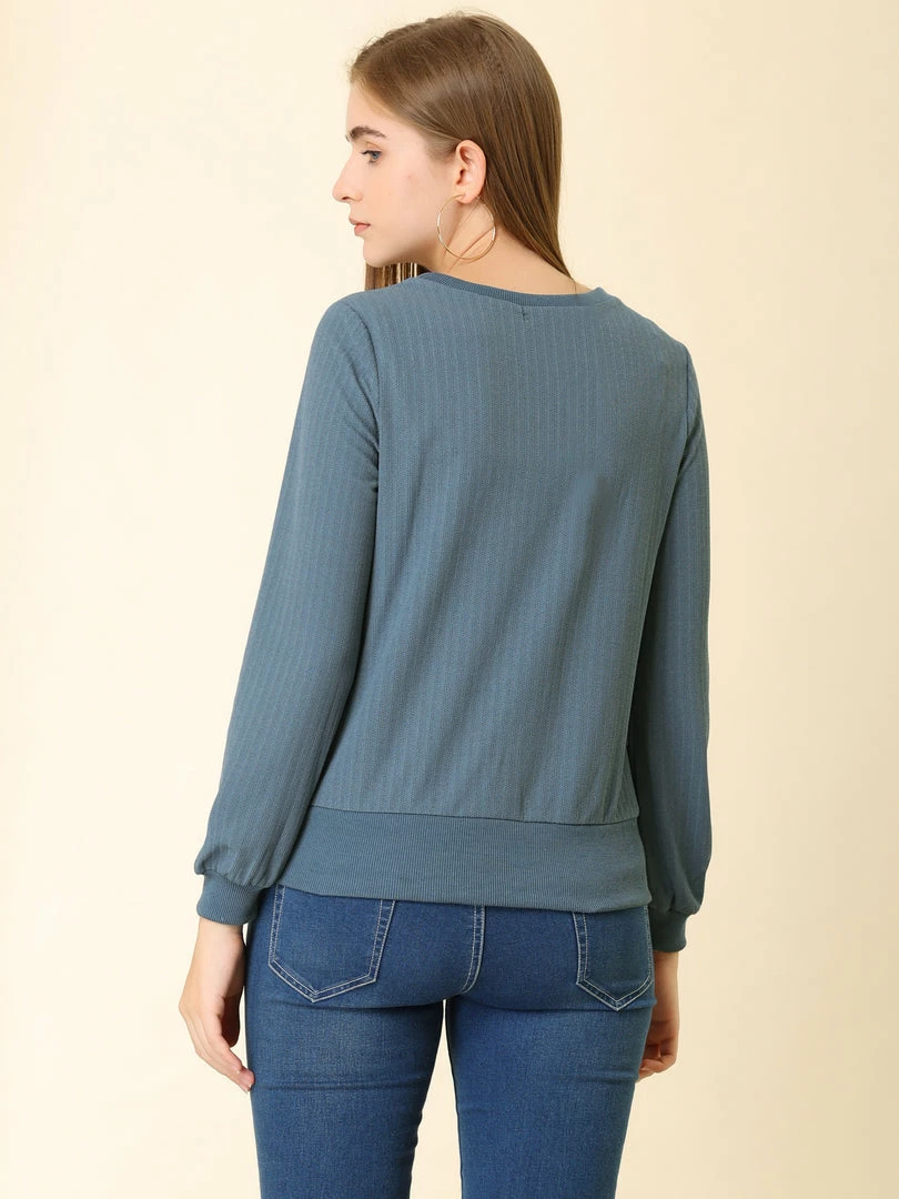 Allegra K Ribbed Pullover Sweater With Lantern Sleeves Women 62 Allegra K Ribbed Pullover Sweater With Lantern Sleeves Women