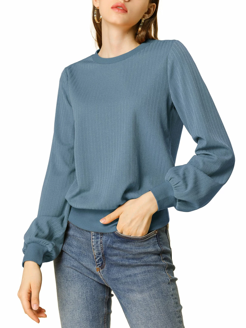 Allegra K Ribbed Pullover Sweater With Lantern Sleeves Women 58 Allegra K Ribbed Pullover Sweater With Lantern Sleeves Women