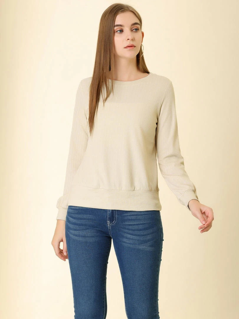 Allegra K Ribbed Pullover Sweater With Lantern Sleeves Women 65 Allegra K Ribbed Pullover Sweater With Lantern Sleeves Women